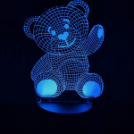 Integetős maci 7 színű 3D led lámpa