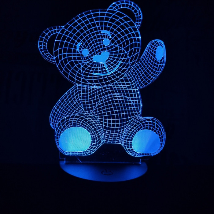 Integetős maci 7 színű 3D led lámpa