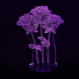 Rózsa csokor  7 színű 3D led lámpa