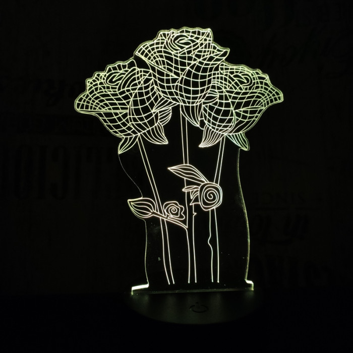 Rózsa csokor  7 színű 3D led lámpa