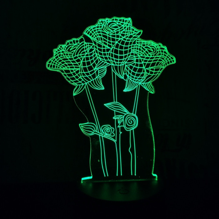 Rózsa csokor  7 színű 3D led lámpa