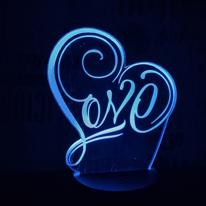Love 3D 7 színű led lámpa