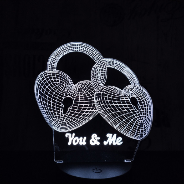 Szív Lakat 7 színű 3D led lámpa