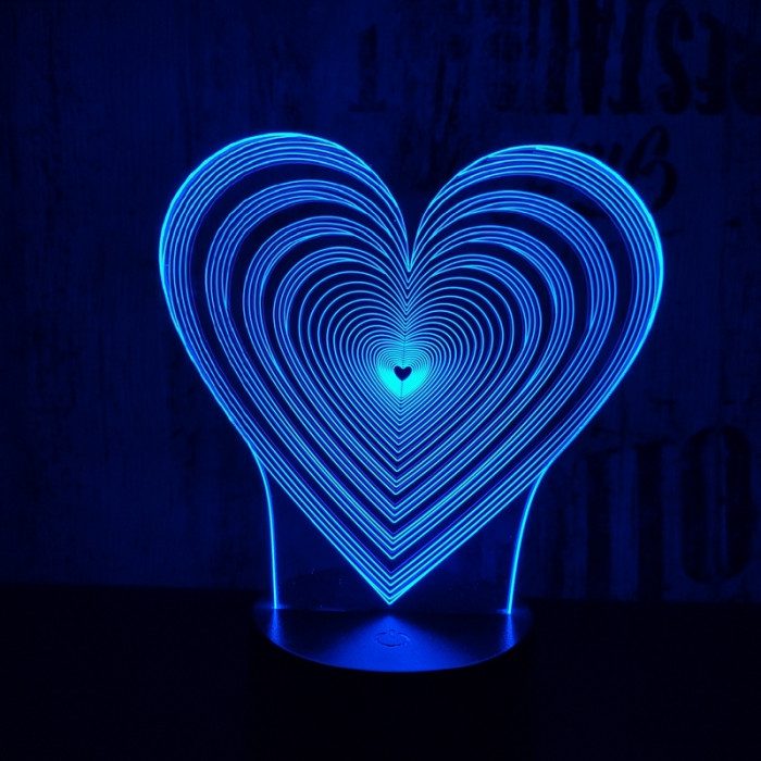 Szívben szívek 7 színű 3D led lámpa