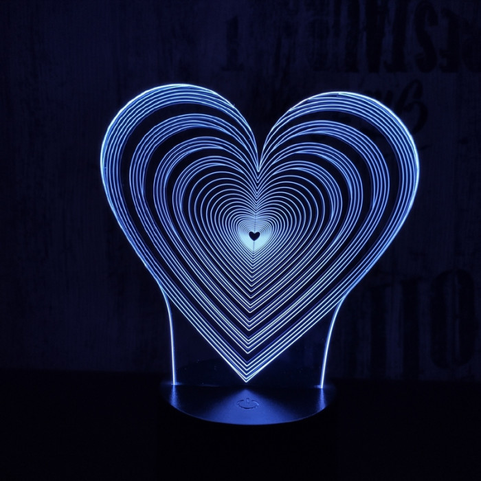 Szívben szívek 7 színű 3D led lámpa
