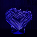 Szív füzér 7 színű 3D led lámpa
