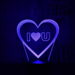 Szív I Love You 7 színű 3D led lámpa