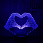 Szív kéz 7 színű 3D led lámpa