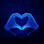 Szív kéz 7 színű 3D led lámpa