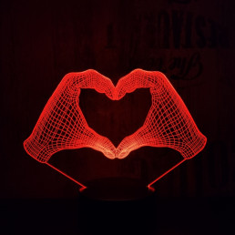 Szív kéz 7 színű 3D led lámpa