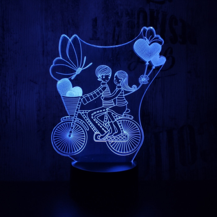 Szívecskés kerékpár 7 színű 3D led lámpa