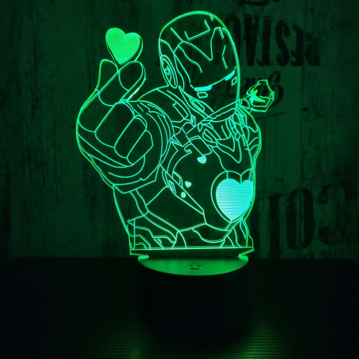 Acélember szív 7 színű 3D led lámpa
