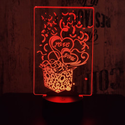 Love you ajándék doboz 7 színű 3D led lámpa