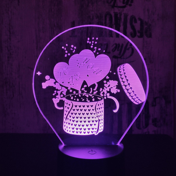 Love ajándék 7 színű 3D led lámpa