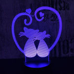 Cica szív 7 színű 3D led lámpa