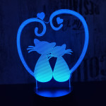 Cica szív 7 színű 3D led lámpa