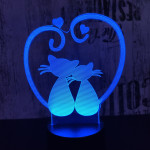 Cica szív 7 színű 3D led lámpa