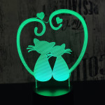 Cica szív 7 színű 3D led lámpa