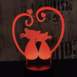 Cica szív 7 színű 3D led lámpa