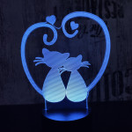 Cica szív 7 színű 3D led lámpa