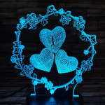 Szív virág 7 színű  3D led lámpa