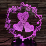 Szív virág 7 színű  3D led lámpa