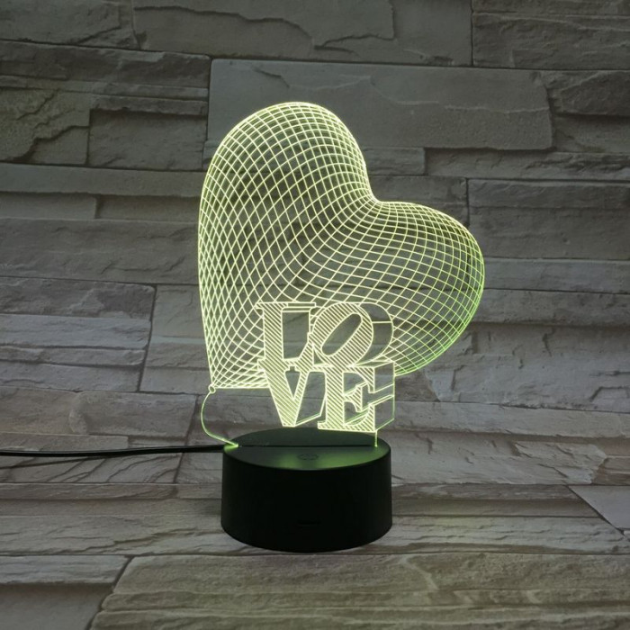 Szív Love 7 színű 3D led lámpa
