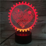 Szív Fogaskerék 7 színű 3D led lámpa
