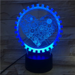 Szív Fogaskerék 7 színű 3D led lámpa