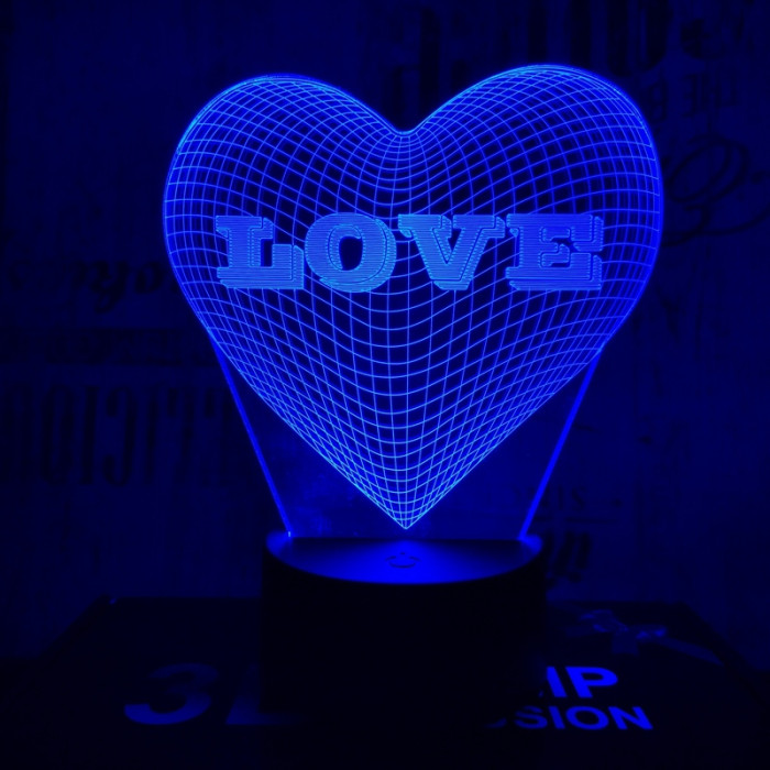 Szívben Love 7 színű 3D led lámpa