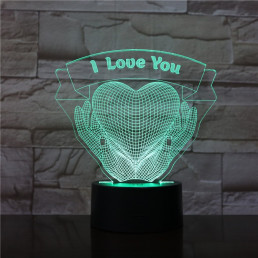 Szív a Kézben 7 színű 3D led lámpa