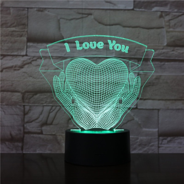 Szív a Kézben 7 színű 3D led lámpa