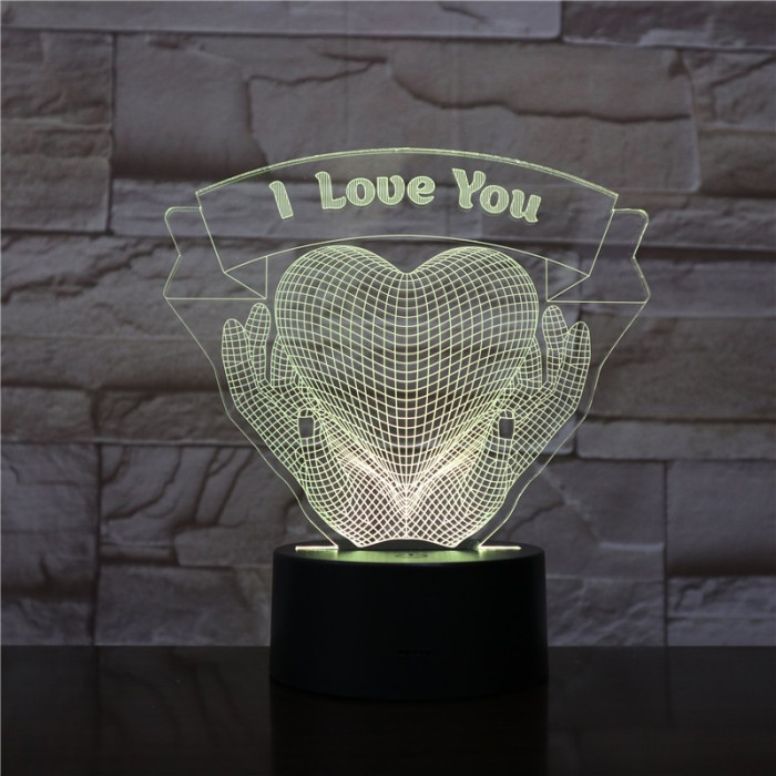 Szív a Kézben 7 színű 3D led lámpa