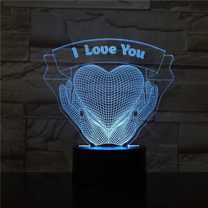 Szív a Kézben 7 színű 3D led lámpa