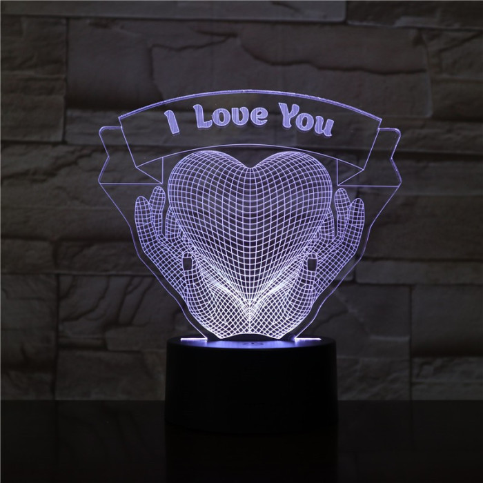Szív a Kézben 7 színű 3D led lámpa