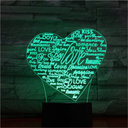 Szív Szavai 7 színű 3D led lámpa