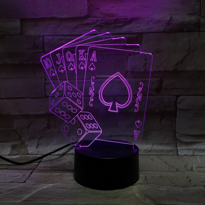 Póker  7 színű 3D led lámpa
