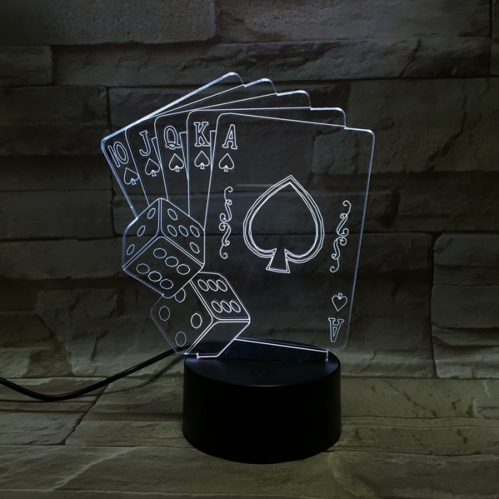 Póker  7 színű 3D led lámpa
