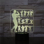 Bodybuilding 7 színű 3D led lámpa