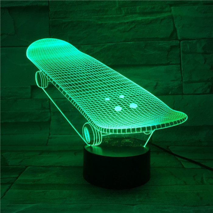 Gördeszka 7 színű 3D led lámpa