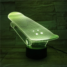 Gördeszka 7 színű 3D led lámpa