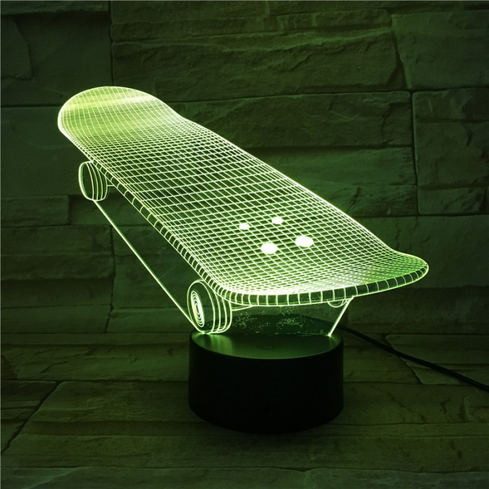 Gördeszka 7 színű 3D led lámpa