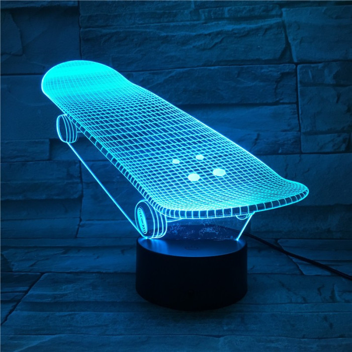 Gördeszka 7 színű 3D led lámpa