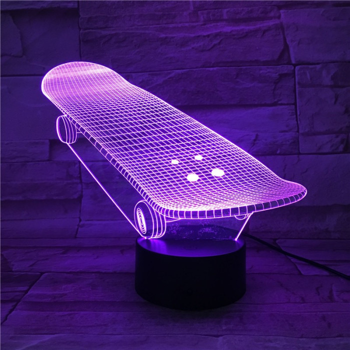 Gördeszka 7 színű 3D led lámpa