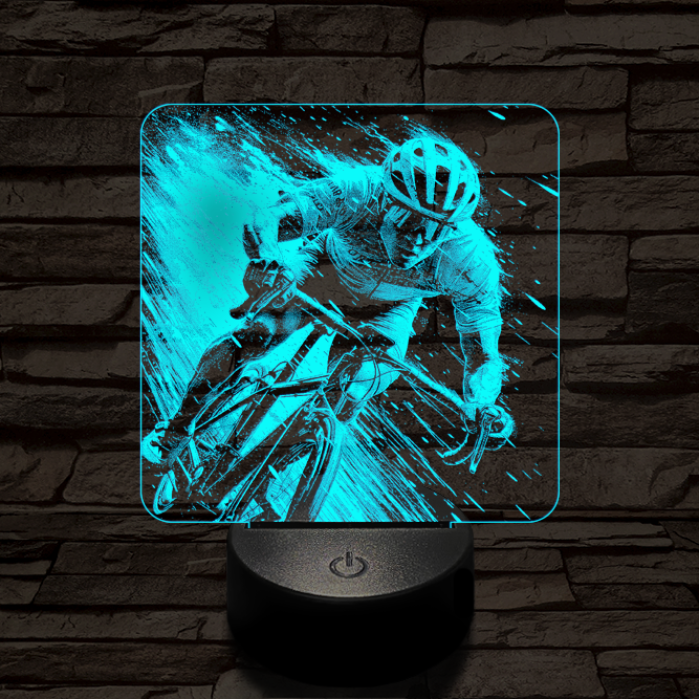 Száguldó bringás 7 színű valósághű 3D led lámpa