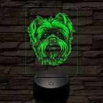 Affenpinscher-fej 7 színű 3D led lámpa