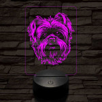 Affenpinscher-fej 7 színű 3D led lámpa