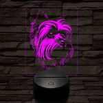 Yorkshire terrier-fej 7 színű 3D led lámpa