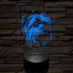 Yorkshire terrier-fej 7 színű 3D led lámpa