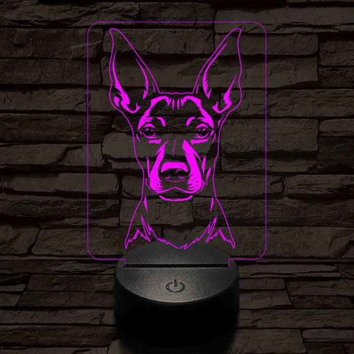Mexikói meztelen kutya-fej 7 színű 3D led lámpa
